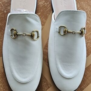Gucci Princeton Mule Cream Leather Shoes w/ Signature Horsebit Size 6.5 / 7
